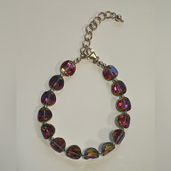 New Iridescent Faceted Crystal with Gold Filled Chain and Findings Bracelet - Picture 4 of 4